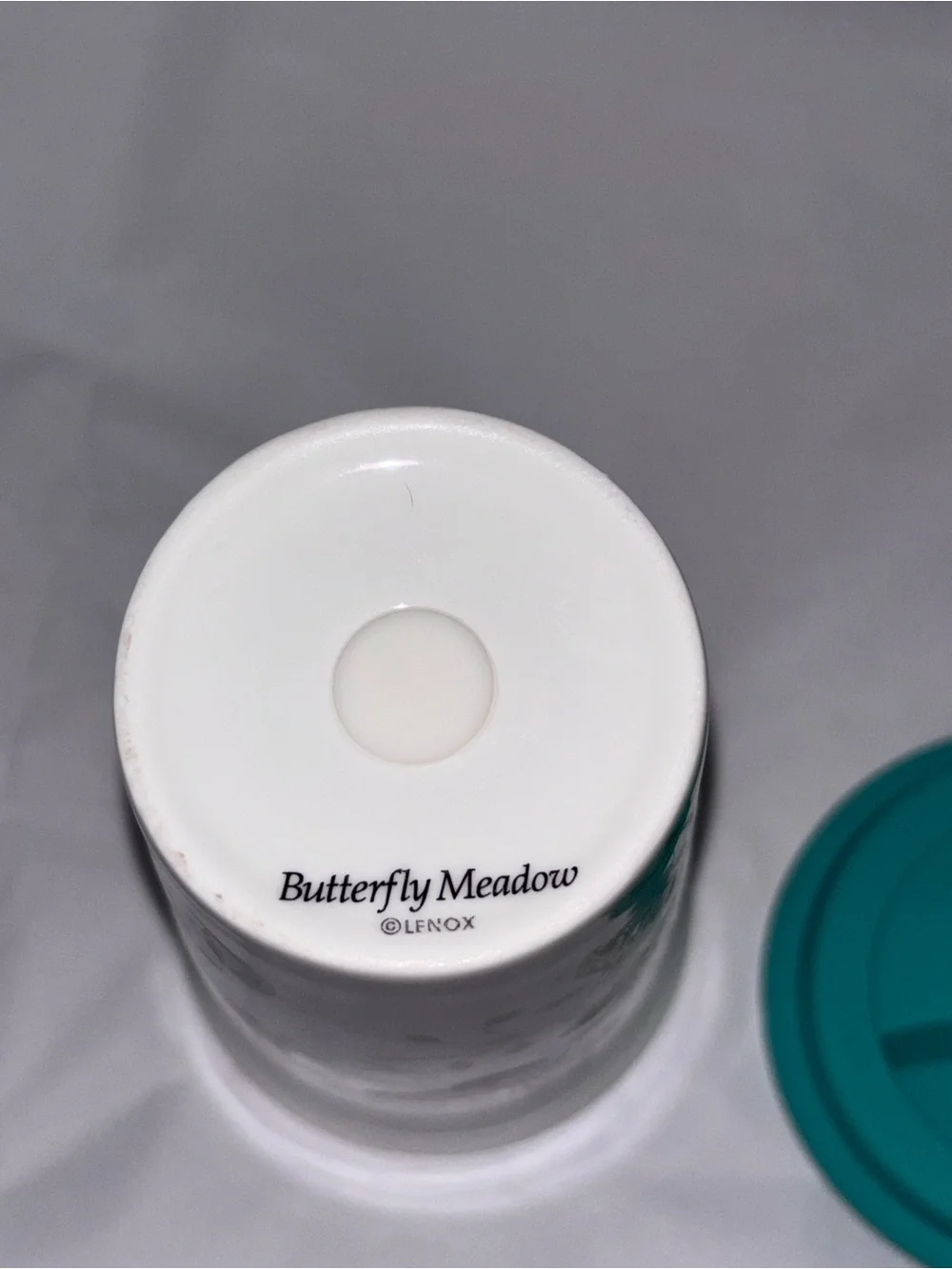 Lenox Butterfly Meadow monogram B ceramic travel tumbler mug w/ lid 12 oz EUC